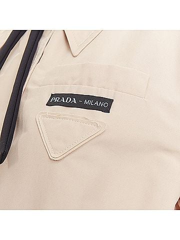 Prada Prada cotton logo tape belted trench coat (view 2)