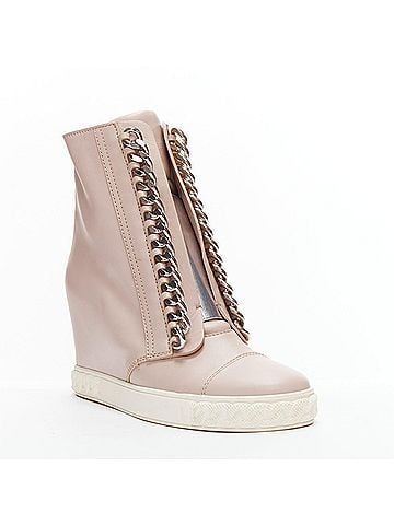 Casadei Casadei Leather Chain Wedge Sneakers (view 2)