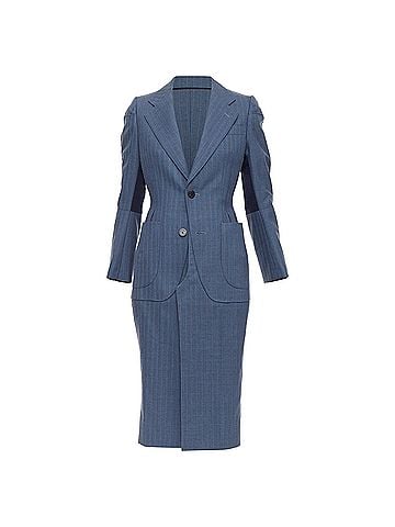 Junya Watanabe Junya Watanabe pinstriped tromp loeil seam coat (view 1)
