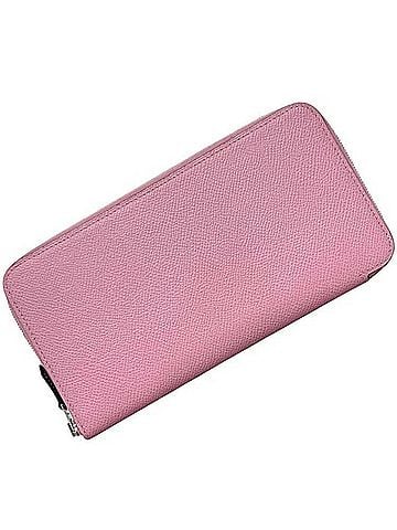Hermès Hermes Azap Silk In Round Wallet, U Stamp, HERMES Veau Epsom Silk, Jaune Citron/Mauve Sylvestre Pink, Women's (view 1)