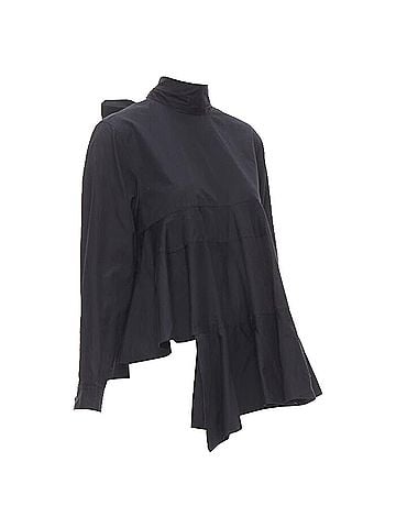 Comme des Garçons Comme des Garcons asymmetric tiered flared tie back shirt (view 1)