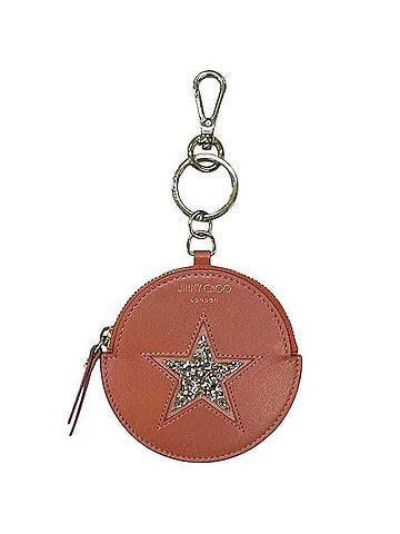 Jimmy Choo Jimmy Choo coin case, wallet, V689TD, leather, sequined, salmon pink, women's, keychain, pouch. (view 1)