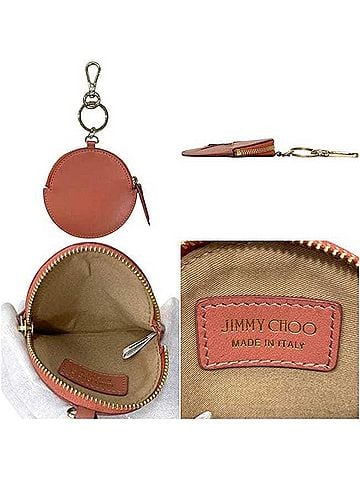 Jimmy Choo Jimmy Choo coin case, wallet, V689TD, leather, sequined, salmon pink, women's, keychain, pouch. (view 2)