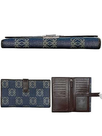 Loewe Loewe Bi-fold Long Wallet Anagram 240401 LOEWE Denim Canvas Blue Women's (view 2)