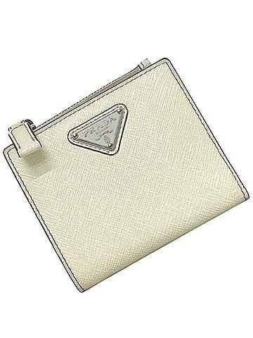 Prada Prada Bi-fold Wallet Triangle 2ML049 62B PRADA Saffiano Leather White Women's (view 1)