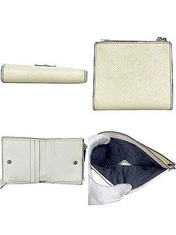 Prada Prada Bi-fold Wallet Triangle 2ML049 62B PRADA Saffiano Leather White Women's (view 2)