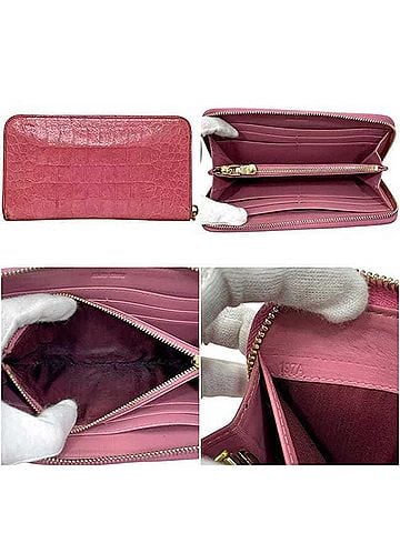 Miu Miu Miu Miu Miu Round Long Wallet 197A MIUMIU Leather Embossed Pink Women's (view 2)
