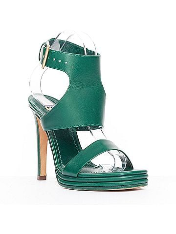 Saint Laurent Yves Saint Laurent 2011 Tribute Green Leather Sandals (view 2)