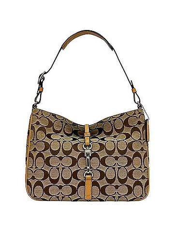 Coach Coach Clip Hobo Handbag, Bag 6091, COACH Canvas Leather Beige, Women's (view 1)