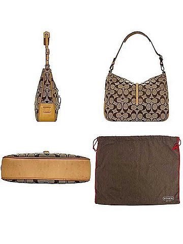 Coach Coach Clip Hobo Handbag, Bag 6091, COACH Canvas Leather Beige, Women's (view 2)