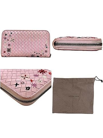 Bottega Veneta Bottega Veneta Long Wallet, Round Intrecciato, B06953385Q, BOTTEGAVENETA, Leather, Pink, Women's (view 2)
