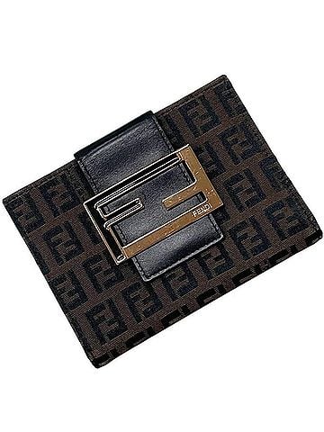 Fendi Fendi Bi-fold Wallet Zucchino FF 2414 8M0035 019 FENDI Canvas Leather Brown Black Women's (view 1)