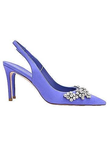 Stuart Weitzman Stuart Weitzman Crystal Fleur Slingback Pumps in Purple Suede (view 1)