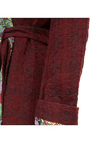 Christian Lacroix Christian Lacroix burgundy tweed multicolor paisley wrap coat (view 2)