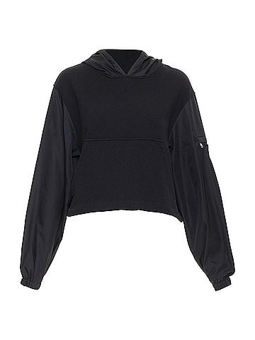 Prada Prada Re-Nylon sleeve triangle logo cotton cropped hoodie (view 1)