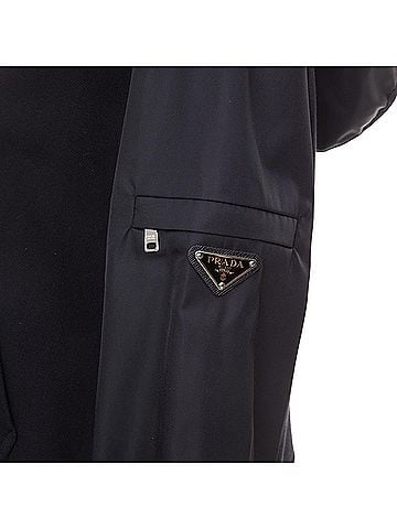 Prada Prada Re-Nylon sleeve triangle logo cotton cropped hoodie (view 2)