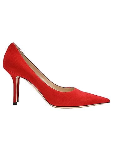 Jimmy Choo Jimmy Choo Pointed-Toe Pumps in Red Suede (view 1)