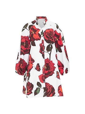 Alexander McQueen Alexander McQueen cotton balloon sleeve dress (view 1)