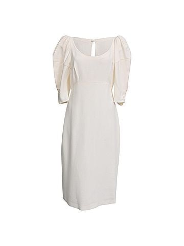 Khaite Khaite Puff Sleeve Midi Dress in White Viscose (view 1)
