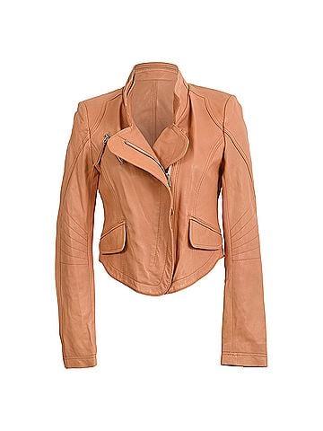 Alexander McQueen Alexander Mcqueen Zip-Up Biker Jacket in Brown Leather (view 1)