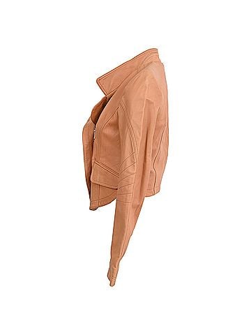 Alexander McQueen Alexander Mcqueen Zip-Up Biker Jacket in Brown Leather (view 2)