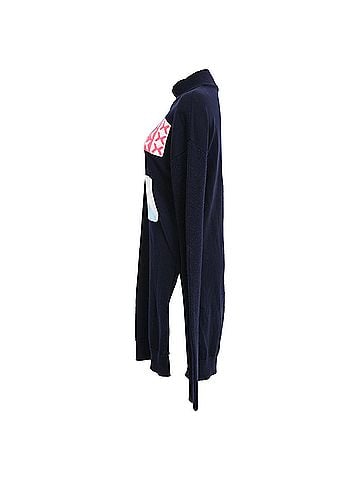 J.W. Anderson Jw Anderson Crochet Patch Mock Neck Sweater in Navy Blue Wool (view 2)