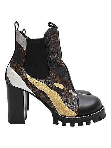 Louis Vuitton Louis Vuitton LV x LoL Star Trail Ankle Boots in Brown Coated Canvas (view 1)
