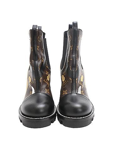 Louis Vuitton Louis Vuitton LV x LoL Star Trail Ankle Boots in Brown Coated Canvas (view 2)