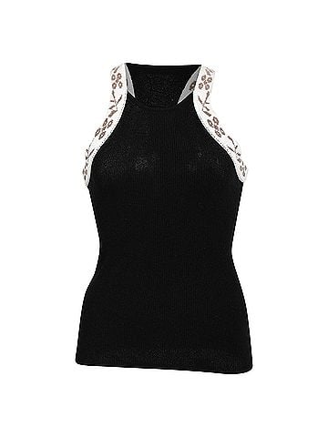 Max Mara Max Mara Pleiadi Sequin-Embellished Tank Top in Black Wool (view 1)