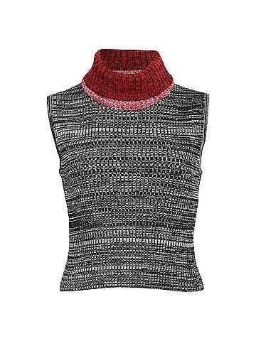 Louis Vuitton Louis Vuitton Patterned Knit Sleeveless Turtleneck Top in Grey Silk (view 1)