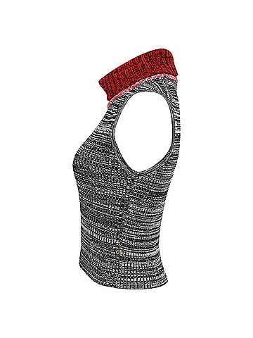 Louis Vuitton Louis Vuitton Patterned Knit Sleeveless Turtleneck Top in Grey Silk (view 2)