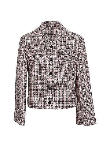Theory Theory Cropped Tweed Jacket in Multicolor Cotton (view 1)