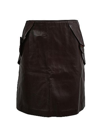 Sandro Sandro Ruffle Accent Mini Skirt in Brown Leather (view 1)