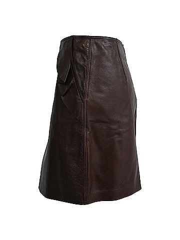 Sandro Sandro Ruffle Accent Mini Skirt in Brown Leather (view 2)