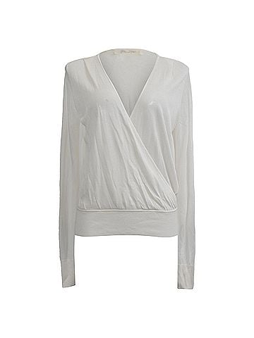 Diane von Furstenberg Diane Von Furstenberg Knit Wrap Style Top in White Cotton (view 1)