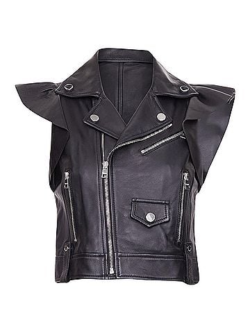 Kea and Joby Red Valentino leather ruffle biker vest jacket (view 1)