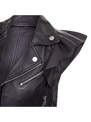 Kea and Joby Red Valentino leather ruffle biker vest jacket (view 2)