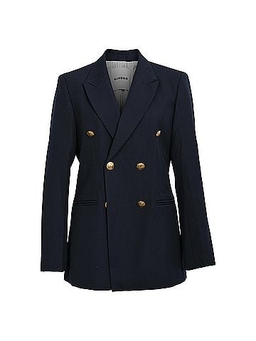 Sandro Sandro Double-Breasted Blazer in Navy Blue Polyester (view 1)
