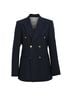 Sandro 100% Synthetic Blue Sandro Double-Breasted Blazer in Navy Blue Polyester Size 6 - photo 1