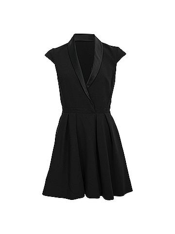 BA&SH Ba&amp;Sh Coston Flared Mini Dress in Black Wool (view 1)
