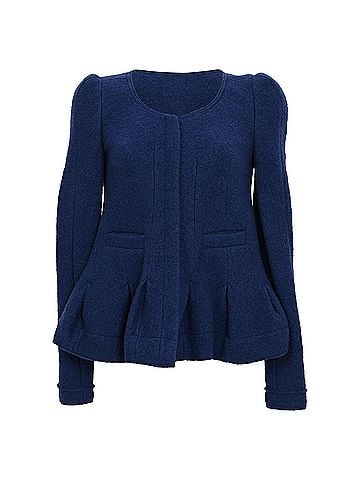 Carven Carven Zip-Up Peplum Blazer in Navy Blue Viscose (view 1)