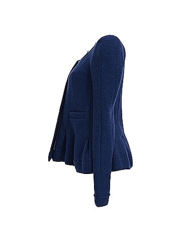 Carven Carven Zip-Up Peplum Blazer in Navy Blue Viscose (view 2)
