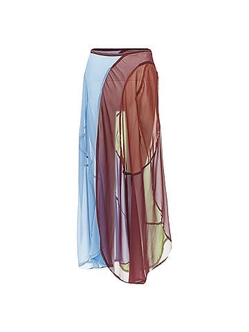 Comme des Garçons Comme des Garcons curved seam optical color sheer skirt (view 1)