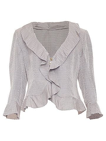 Giorgio Armani Giorgio Armani honeycomb woven linen blend ruffle jacket (view 1)