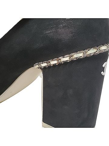 Chanel Chanel Chain Accent Cap-Toe Pumps in Black Suede (view 2)