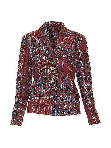 Christian Lacroix Christian Lacroix Bazar plaid tweed crest button blazer (view 1)