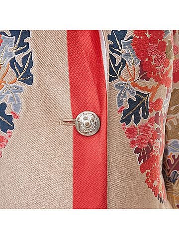 ETRO Etro taupe red placed floral cotton blend overcoat (view 2)