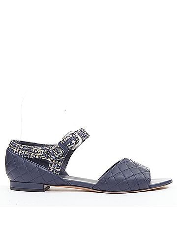 Chanel Chanel Quilted Lambskin Tweed Sandals (view 1)