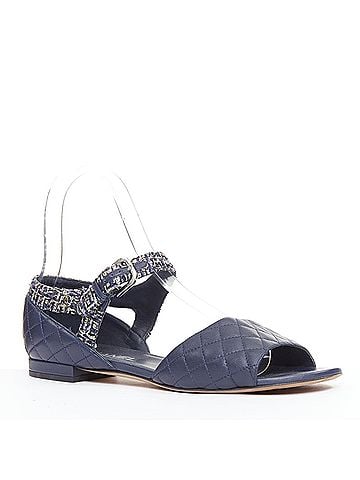 Chanel Chanel Quilted Lambskin Tweed Sandals (view 2)