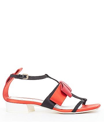 Lanvin Lanvin Satin T-Strap Chunky Sandals (view 1)